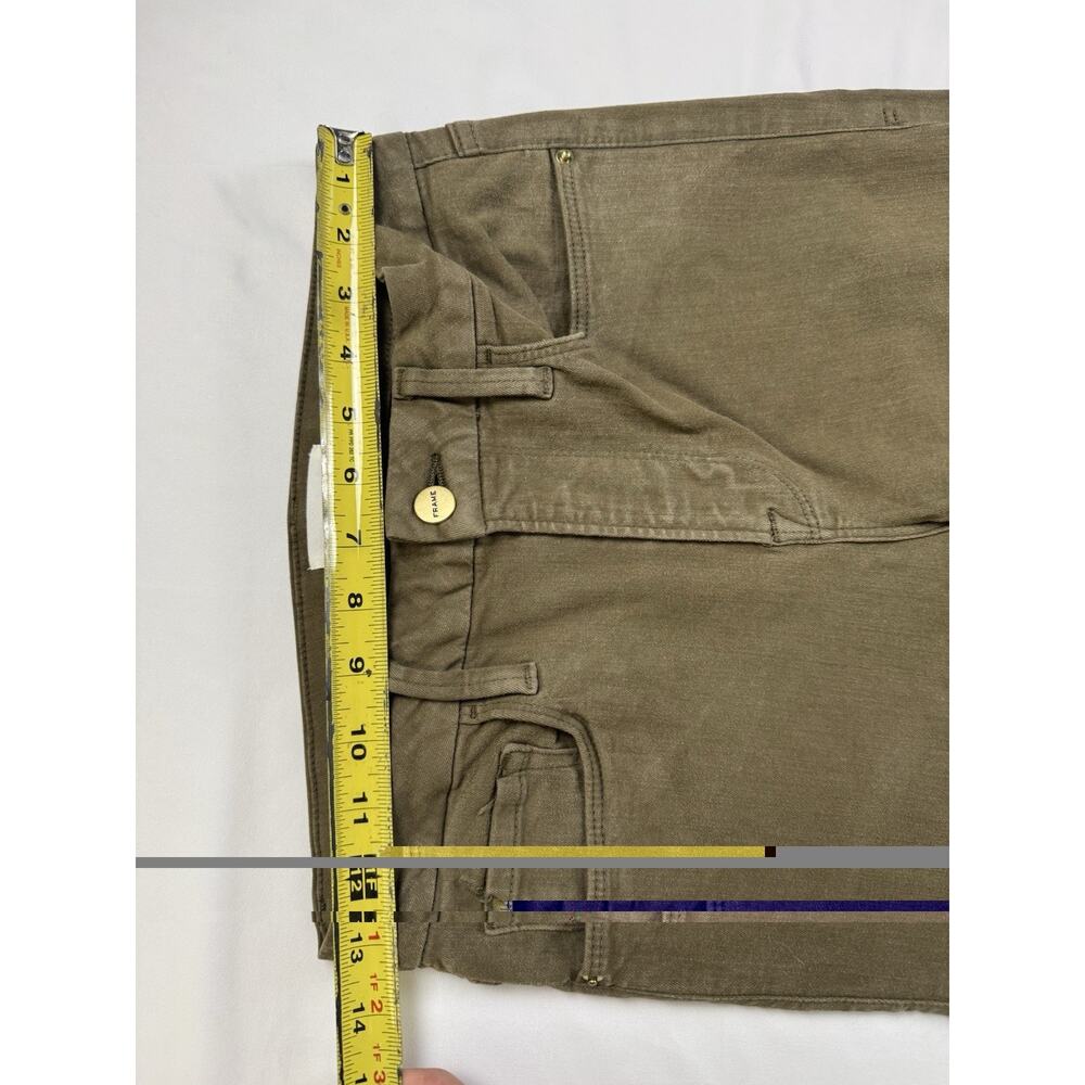 Frame Le Crop Mini Boot Jeans Olive Green Size 28 Coated Surplus - Picture 6 of 10